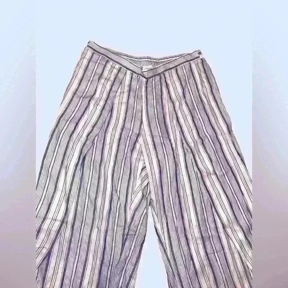 South Moon Under/Juniper Blue Wide-Leg Pants w Slits in White & Blue - L (NWT) - Picture 3 of 4